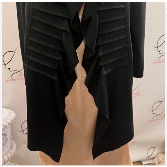 Multiples. Size S. Pleated Ruffle Open Front Duster. Whimsigoth. Black. B128 - Picture 3 of 6